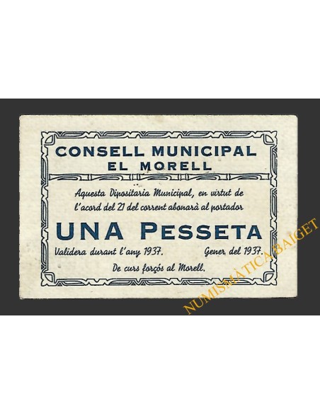 MORELL, EL  (Tarragona), 1 pesseta, 21 de gener del 1937 
