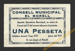 MORELL, EL  (Tarragona), 1 pesseta, 21 de gener del 1937 