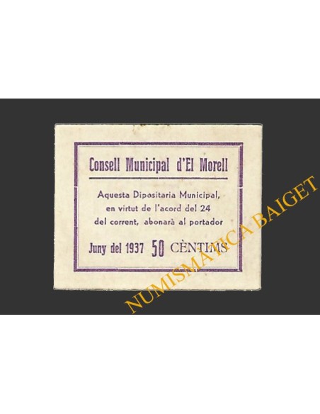 MORELL, EL  (Tarragona), 50 centims, 24 de gener del 1937 