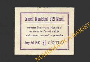 MORELL, EL  (Tarragona), 50 centims, 24 de gener del 1937 