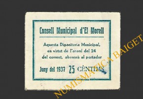 MORELL, EL  (Tarragona), 25 centims, 24 de gener del 1937 