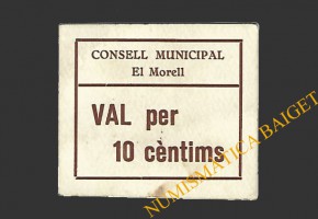MORELL, EL  (Tarragona), 10 centims, 1937 