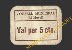 MORELL, EL  (Tarragona), 5 centims, 1937 