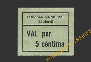 MORELL, EL  (Tarragona), 5 centims, 1937 