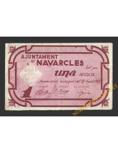 NAVARCLES (Barcelona),1 pesseta, 27 d'agost del 1937 