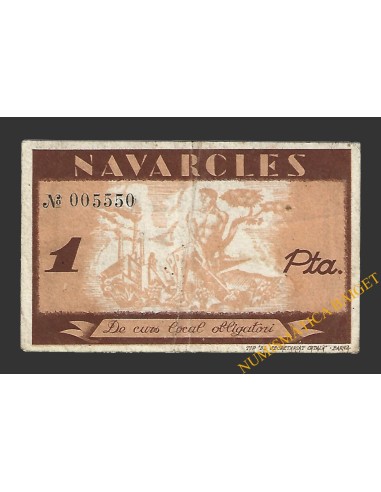 NAVARCLES (Barcelona),1 pesseta, 27 d'agost del 1937 