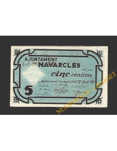 NAVARCLES (Barcelona), 5 centims, 27 d'agost del 1937 