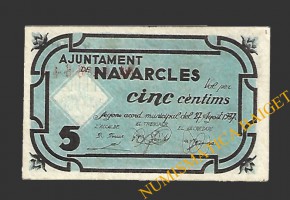 NAVARCLES (Barcelona), 5 centims, 27 d'agost del 1937 
