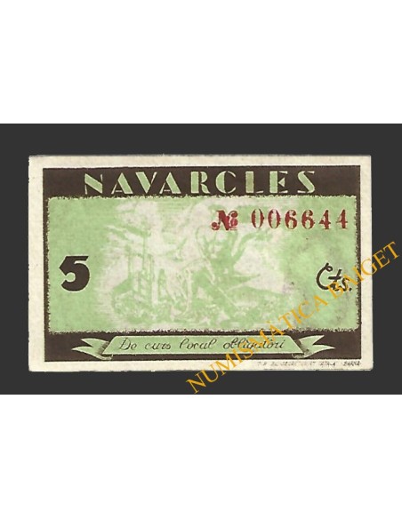 NAVARCLES (Barcelona), 5 centims, 27 d'agost del 1937 