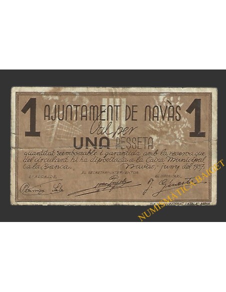NAVAS (Barcelona),1 pesseta, 11 De juny del 1937 