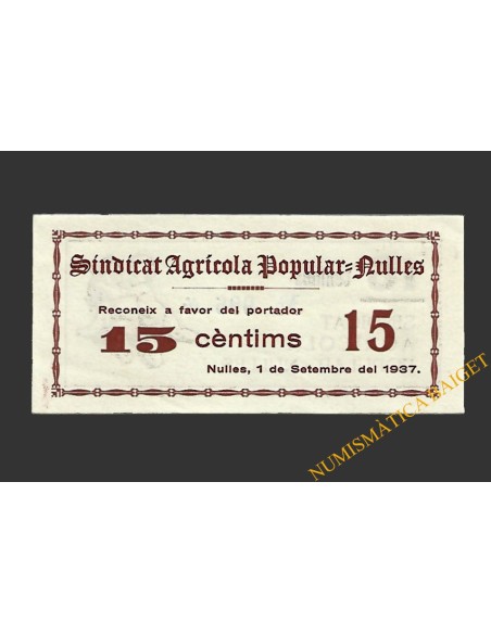 NULLES (Tarragona),15 centims, 1 de setembre del 1937 