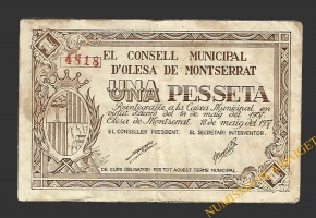 OLESA DE MONTSERRAT (Barcelona),1 pesseta, 18 de maig del 1937 