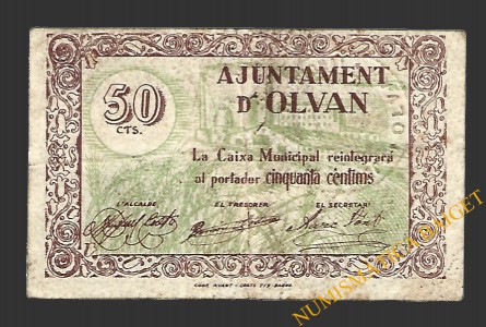 OLVAN (Barcelona), 50 centims, 1937 