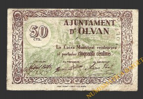 OLVAN (Barcelona), 50 centims, 1937 