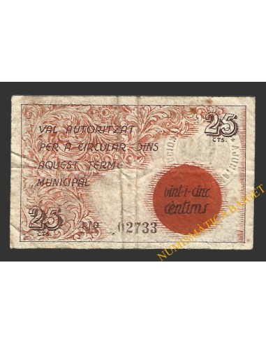 OLVAN (Barcelona), 25 centims, 1937 