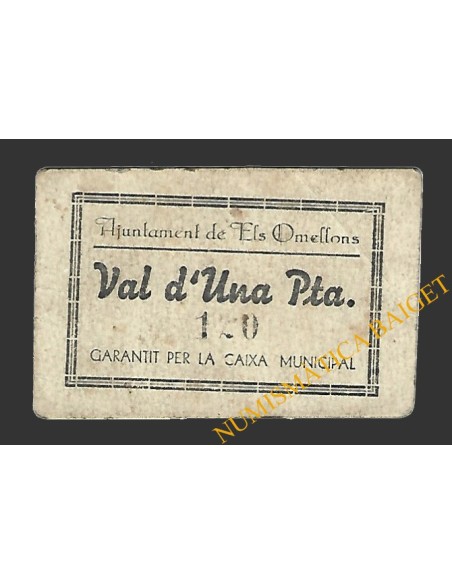 OMELLONS, ELS (Lleida), 1 pesseta,  1937 