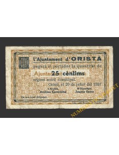 ORISTA (Barcelona), 25 centims,  20 de juliol del 1937 