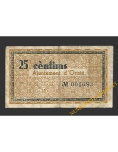 ORISTA (Barcelona), 25 centims,  20 de juliol del 1937  2