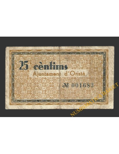ORISTA (Barcelona), 25 centims,  20 de juliol del 1937 