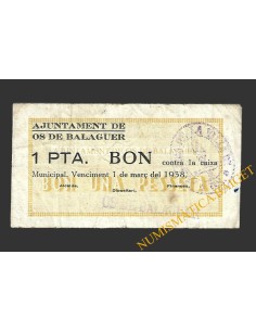 OS DE BALAGUER (Lleida), 1 pesseta,  25 de març del 1937 
