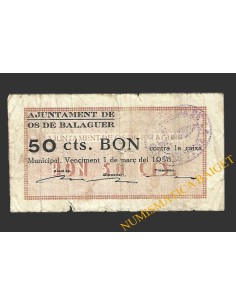 OS DE BALAGUER (Lleida), 50 centims,  25 de març del 1937 