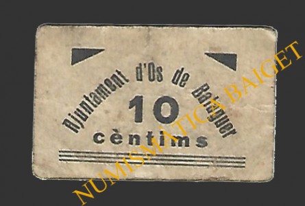 OS DE BALAGUER (Lleida), 10 centims, 1937 