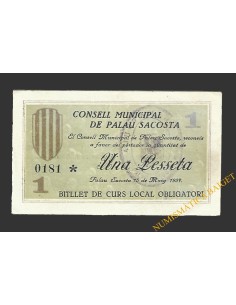 PALAU SACOSTA (Girona), 1 pesseta. 15 de maig del 1937 