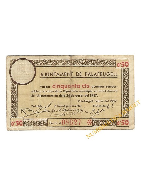 PALAFRUGELL (Girona), 50 centims, feber del 1937 