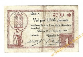 PALAMOS (Girona), 1 pesseta. 11 de maig del 1937 