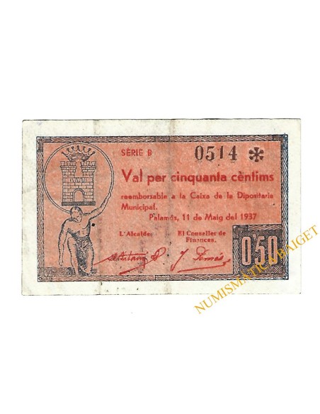 PALAMOS (Girona), 50 centims. 11 de maig del 1937 