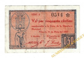 PALAMOS (Girona), 50 centims. 11 de maig del 1937 