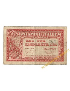 PALLEJA (Barcelona), 50 centims. 15 d'abril del 1937 