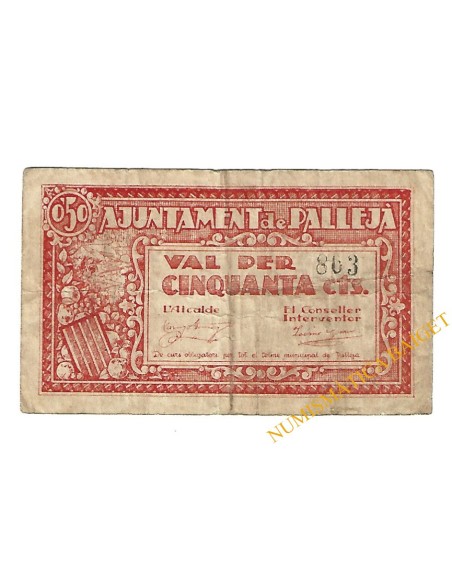 PALLEJA (Barcelona), 50 centims. 15 d'abril del 1937 