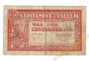 PALLEJA (Barcelona), 50 centims. 15 d'abril del 1937 