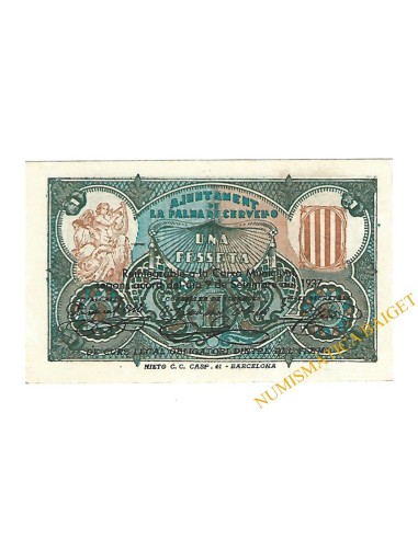 PALMA DE CERVELLO (Barcelona), 1 pesseta. 9 de setembrel del 1937 