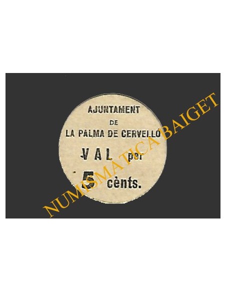 PALMA DE CERVELLO (Barcelona), 5 centims.1937 