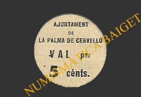 PALMA DE CERVELLO (Barcelona), 5 centims.1937 