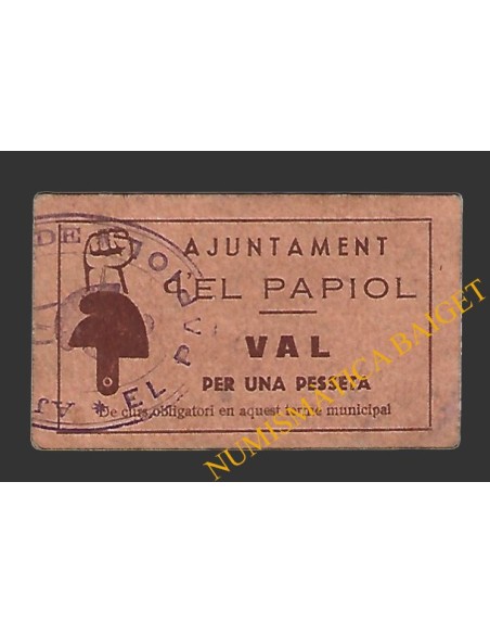 PAPIOL, EL (Barcelona), 1 pesseta.1937 