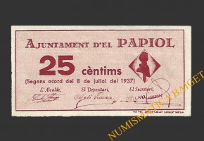 PAPIOL, EL (Barcelona), 25 centims 8 de juliol del 1937 