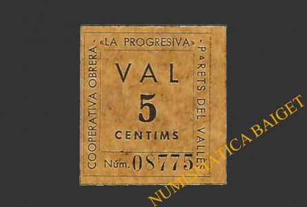 PARETS DEL VALLES (Barcelona), 5 centims agost del 1937 