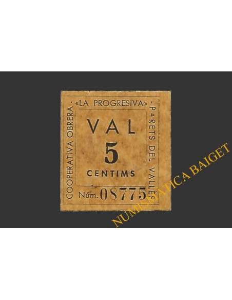 PARETS DEL VALLES (Barcelona), 5 centims agost del 1937 