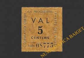 PARETS DEL VALLES (Barcelona), 5 centims agost del 1937 