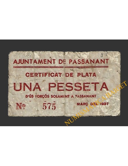 PASSANANT (Tarragona), 1 pesseta març del 1937
