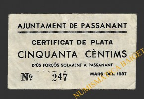 PASSANANT (Tarragona), 50 centims març del 1937