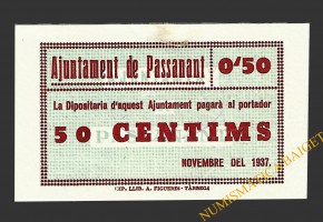 PASSANANT (Tarragona),50 centims, novembre del 1937 