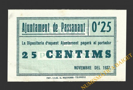 PASSANANT (Tarragona), 25 centims novembre del 1937