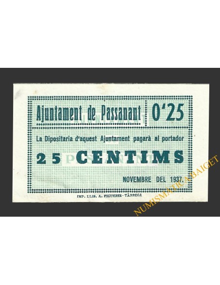 PASSANANT (Tarragona), 25 centims novembre del 1937