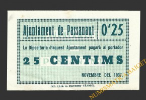 PASSANANT (Tarragona), 25 centims novembre del 1937