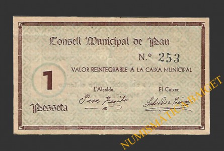 PAU (Girona), 1 pesseta 1937