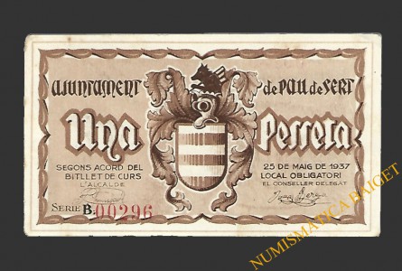 PAU DE SERT (Girona), 1 pesseta 25 de maig del 1937
